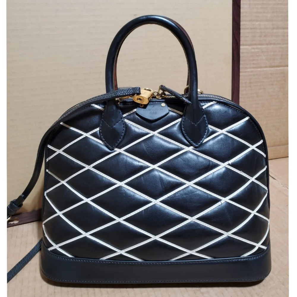 LOUIS VUITTON Black Malletage Alma PM Bag